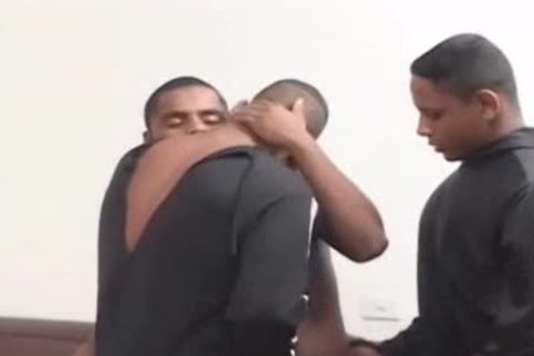 Three large 10-Pounder darksome fellas bunch-sex