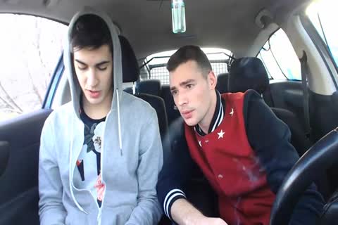 Two men In Car cum In arse