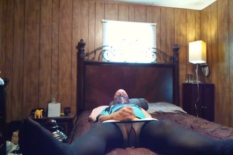 Stroking In dark Sheer pantyhose