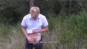 A yummy amateur blond lad blows to the stranger