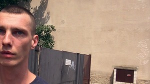Tatted-up dude pulls down his jeans and nails outdoors