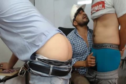 3 older men With gigantic penises Caressing Each Other And Having Live Sex