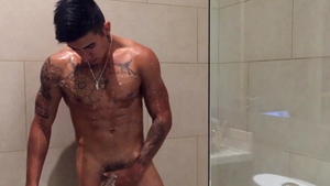 BarebackLatinoz - Stiff Erick quick pumping in the shower