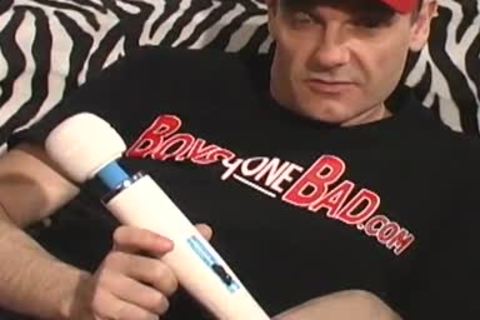 Daddy lays on the floor and uses a fake penis